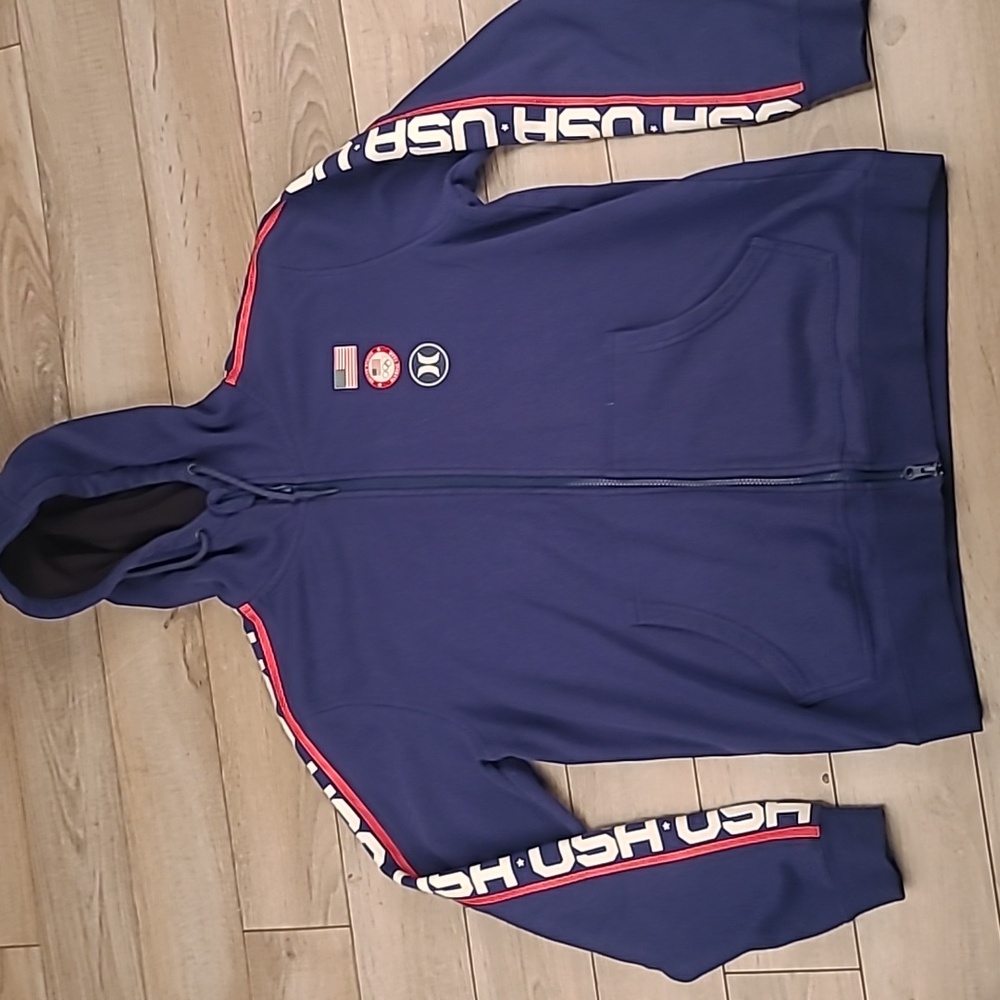 HURLEY x‎ USA Olympic Team Blue Cotton Blend  Mens Small Hoodie Sweater